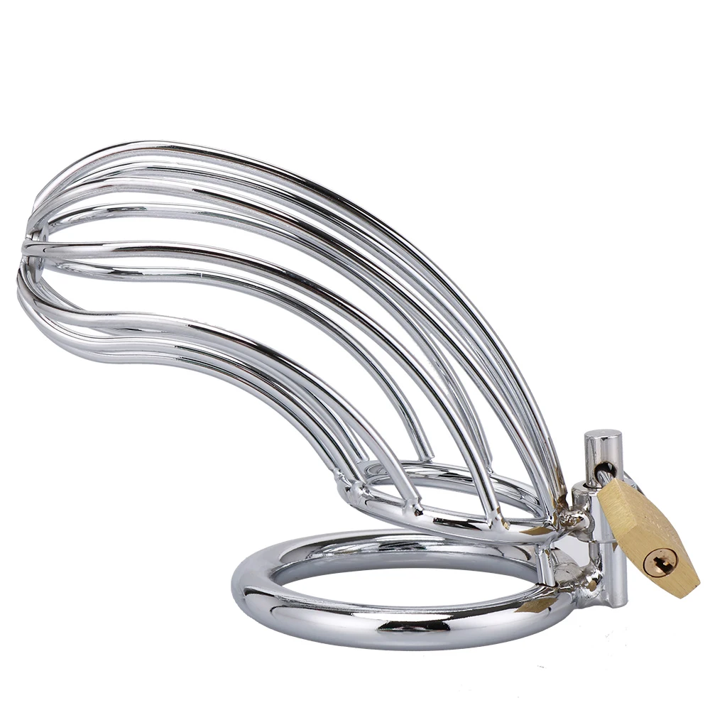 Aimitoy Manganese Steel Belt BDSM 3 Sizes Penis Rings Bondage Gear Metal Device Male Lock Chastity Bird Cage