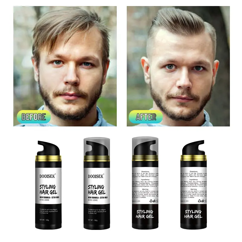 Factory Hot Sale Men Extreme Hold Hair Gel Curly Hair Styling Gel Wax Private Label Custom Styling Hair Gel With free sample