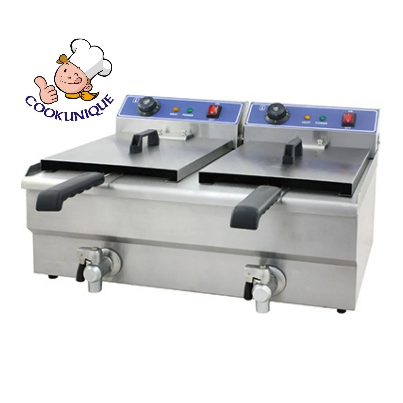 2-Tank 2-Basket Electric Fryer 10L+10L 13+13L 16+16L Commercial counter top Fryer Professional Kitchen Deep Fryer made in China