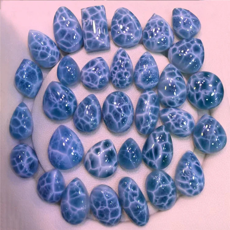 
Dominica Natural Larimar gemstones Pendants Platinum necklace 