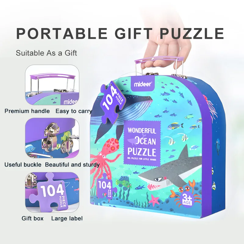 Mideer MD3110 104 Pcs Wonderful Ocean Puzzle Hand-HOLD Gift Box Educational Toys A Portable Aquarium CARTOON TOY