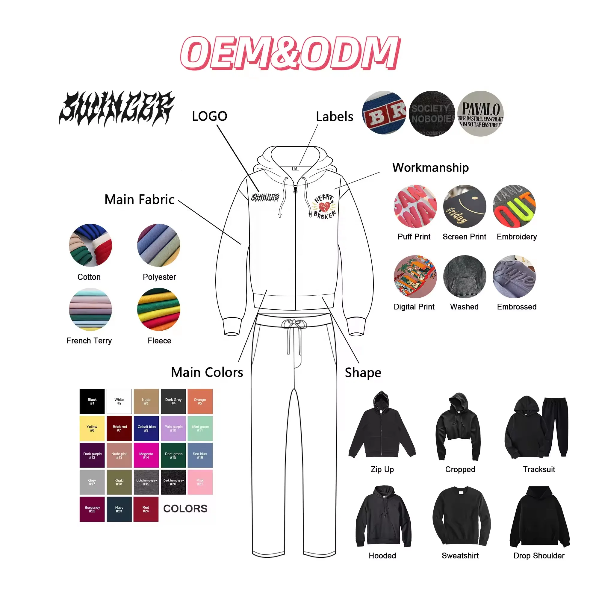 Tracksuit Manufacturer 100% Cotton Heavy Weight Custom Puff Print Acid Wash Sun Faded Zip Up Oversized Hoodies And Sweatpants