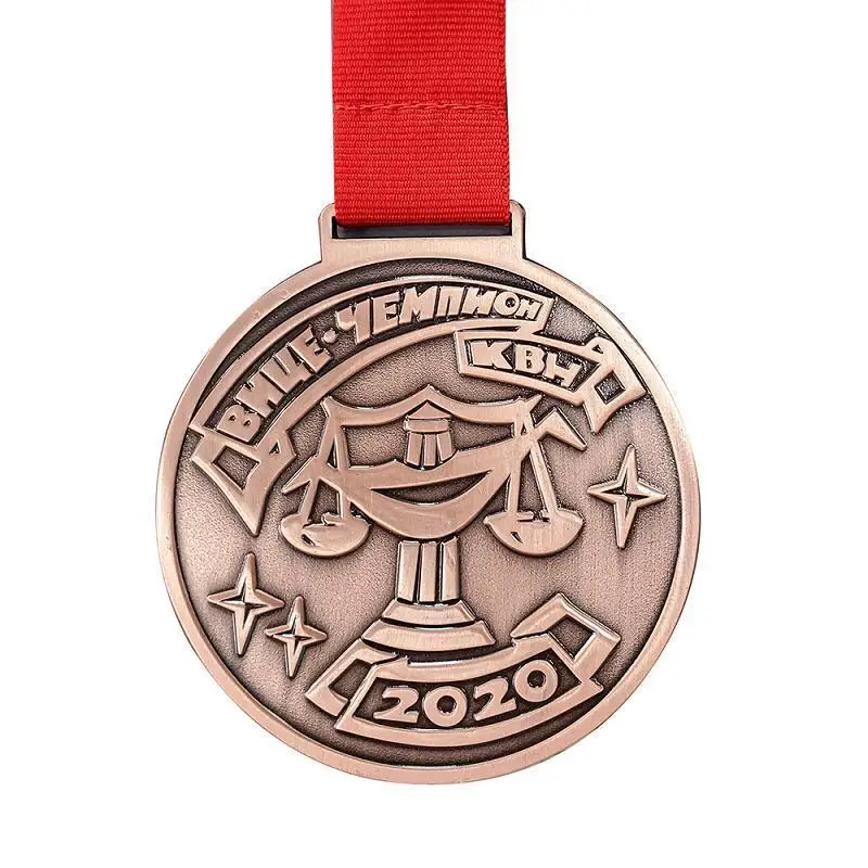 Custom Zinc Alloy Metal Bronze Marathon Sports Running Medal With Ribbon