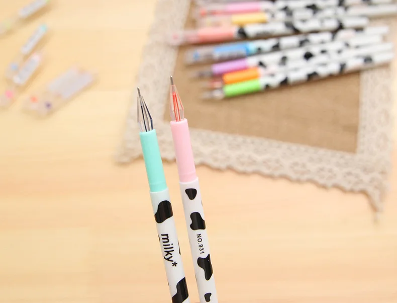 School Gifts cute gel ink Milky cow pens crystal diamond colorful writing pen 12 colors ink refill 0.35mm extra fine gel pens