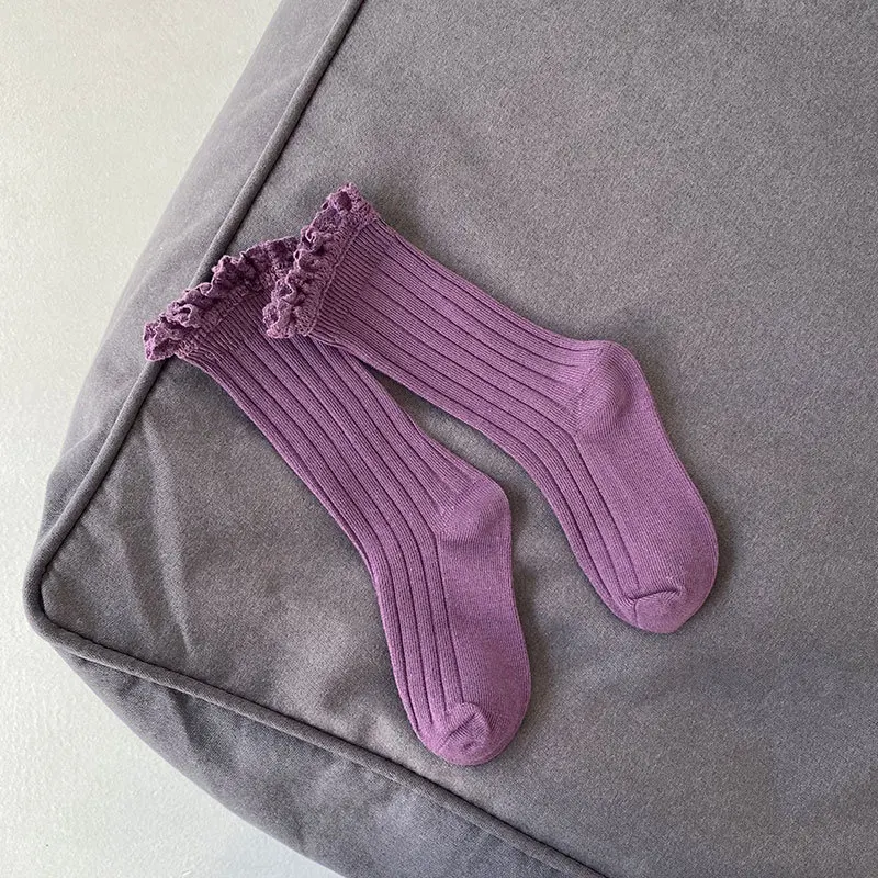 Kids Ruffle Cuff Flower Cute Design Girls Child Socks & Hosiery Old Colorful Fashion Designer Cotton Socks