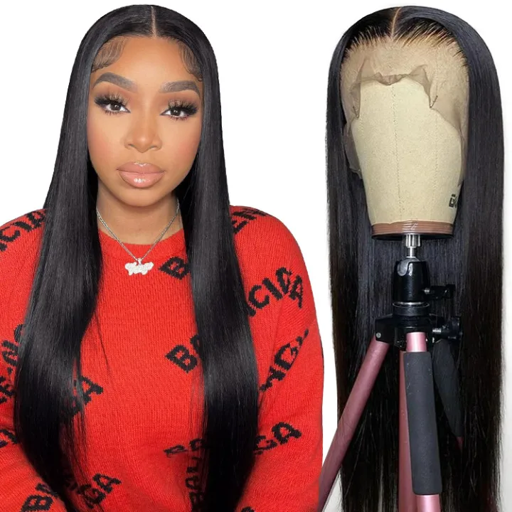 Cuticle Aligned Virgin Wig Human Hair Lace Front Raw Indian 13x4 HD Lace Frontal Wigs Human Hair Bone Straight For Black Women