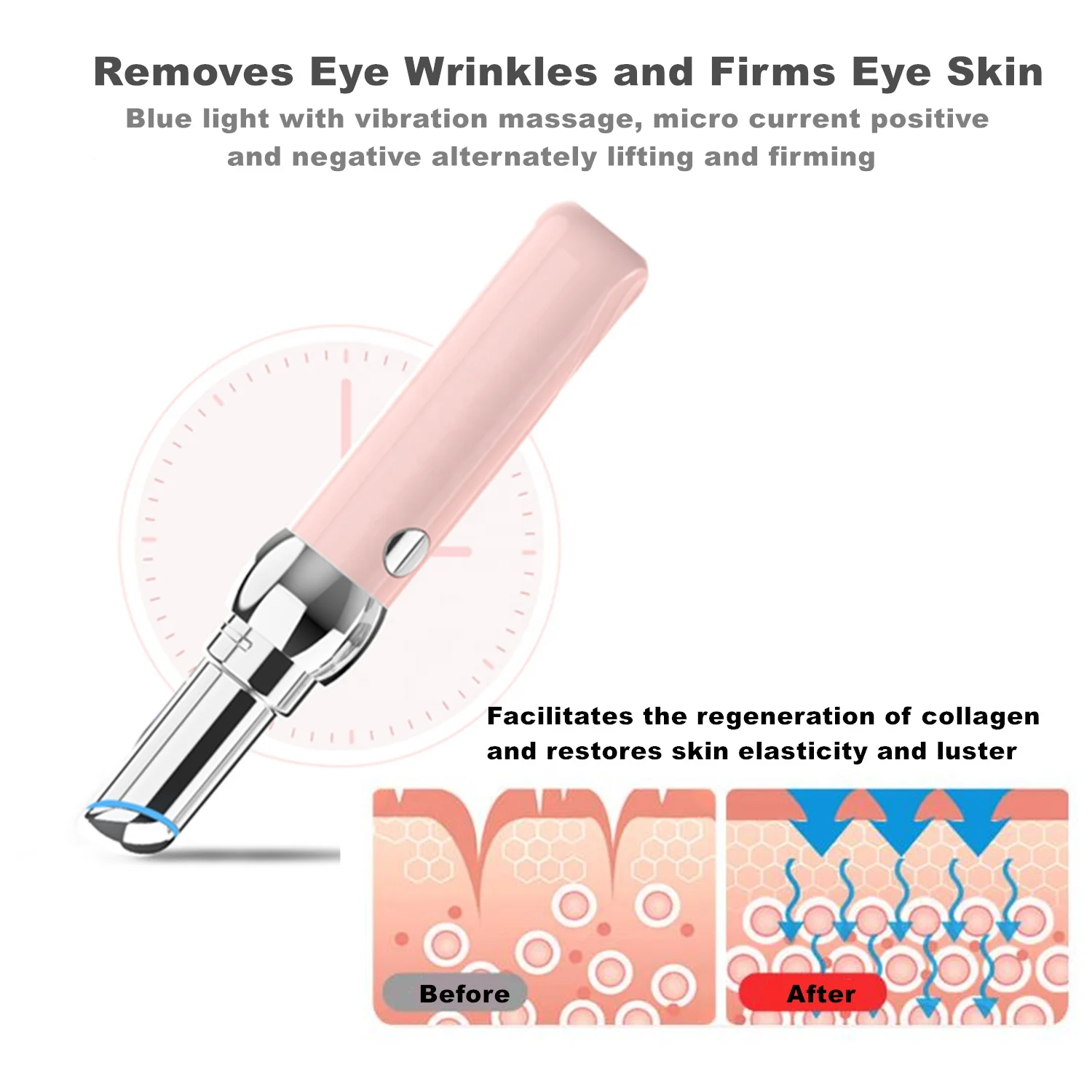 
Travel eye massage pen heated lip care eye vibrating massager pink ODM/OEM 