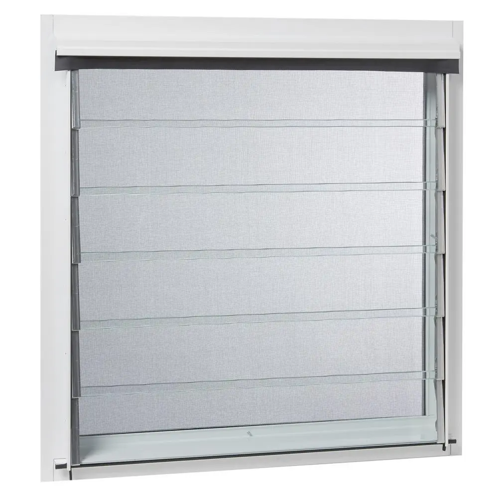 White louvre frame adjustable glass blade mirror louvre with security bar and fly screen