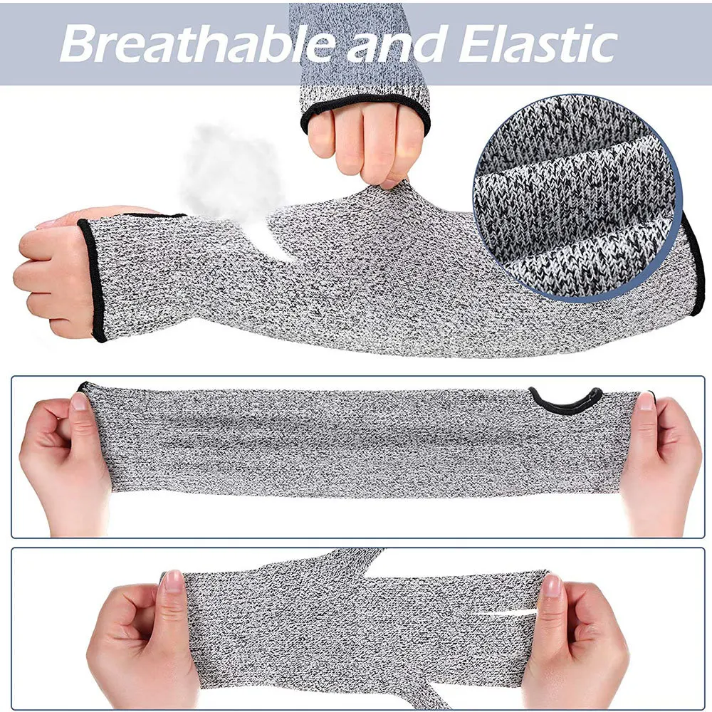 Five-Stage Anti-Cut Protective Security Sleeves Reinforced Anti-Cut Arm Guards with Velcro Thumb Buckle Safety Gloves