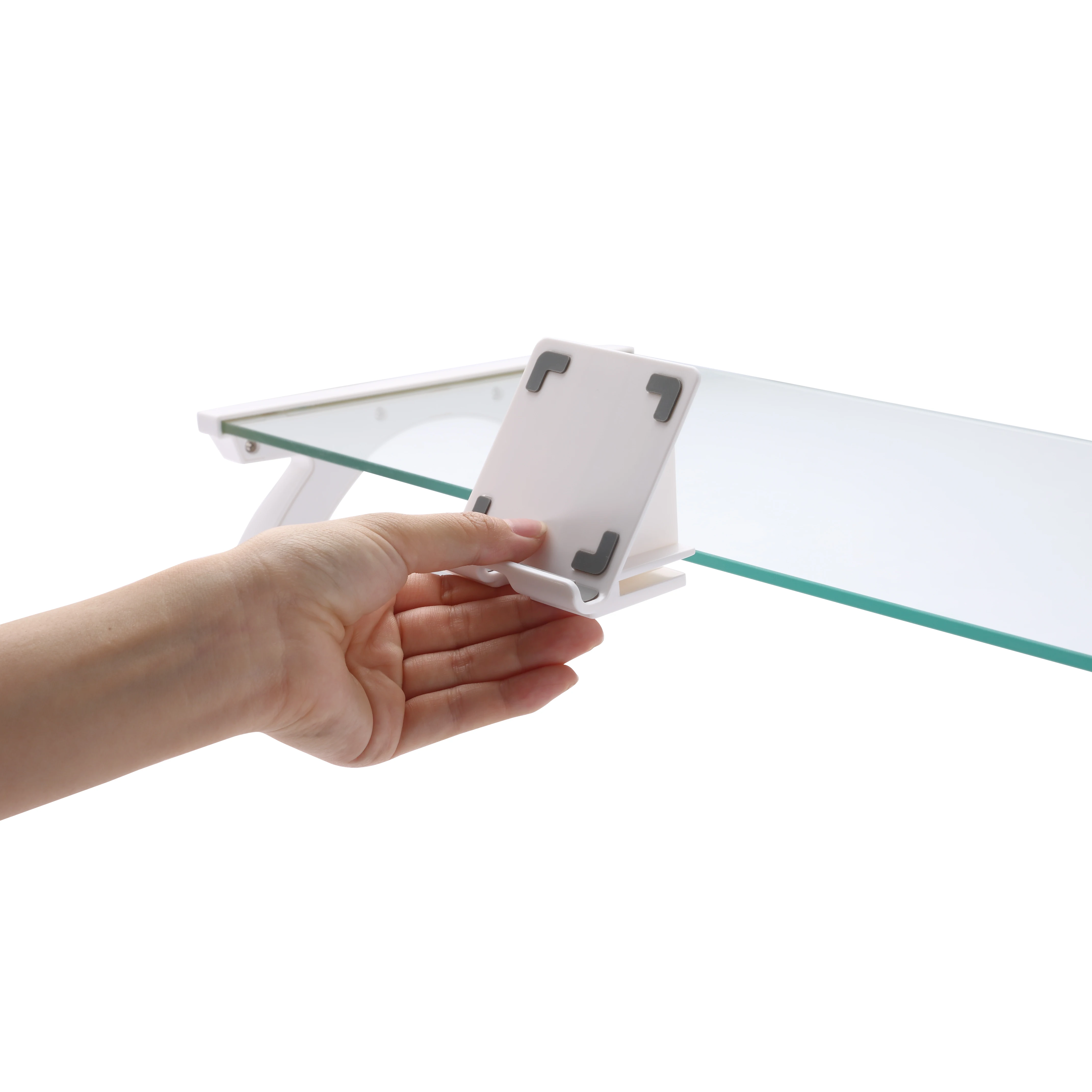 Tempered Glass Smart Computer Monitor and Laptop Riser Stand with Phone Holder with USB Hub