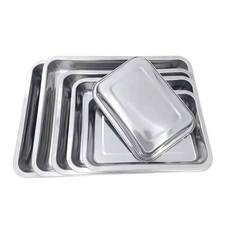 Wholesale Serving Tray Stainless Steel Rectangular Hotel Metal Fast Food Tray