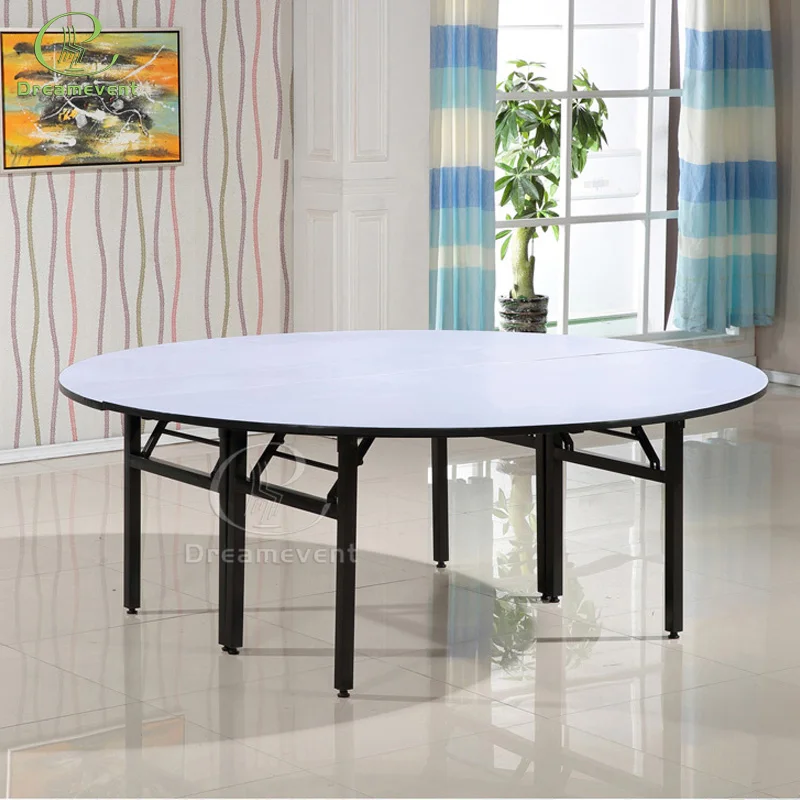 Wholesale fold in half wedding event solid wood folding restaurant banquet round table