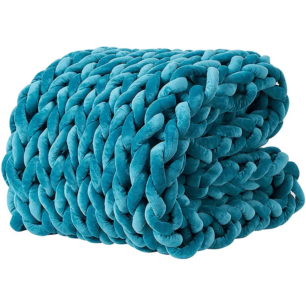 Home Decor Giant Yarn Throw Chunky Organic Braided Sensory Autism Knitted Weighted Blanket for Winter