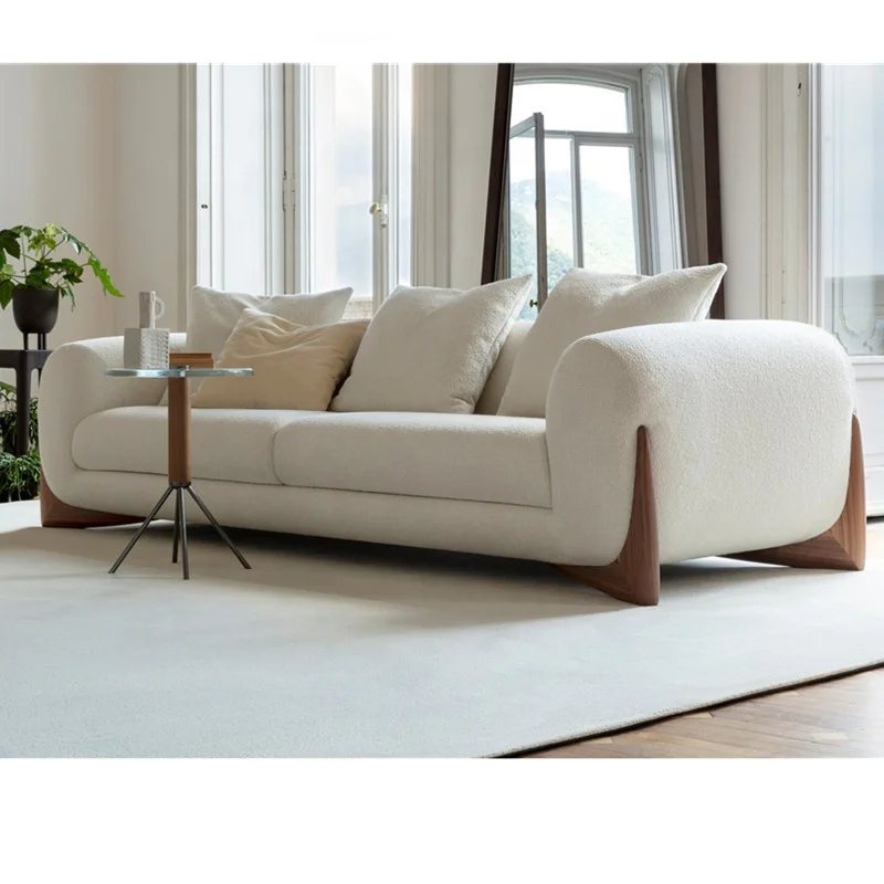 Foshan Furniture Ready Ship Cheap Price Modern 3-Seat Softbay Sofa Living Room Sitting Couch Boucle Fabric White Sofa