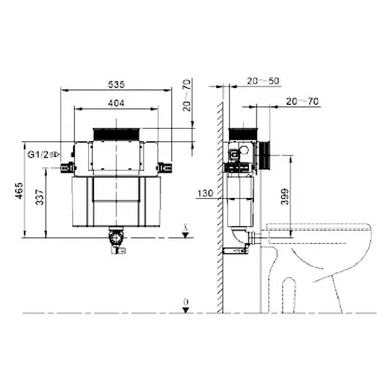 FS2001-Z Concealed Cistern for HST/WDI Wall-hung Toilet with F5110 Matte Black color Top or Front Press Flush Plate