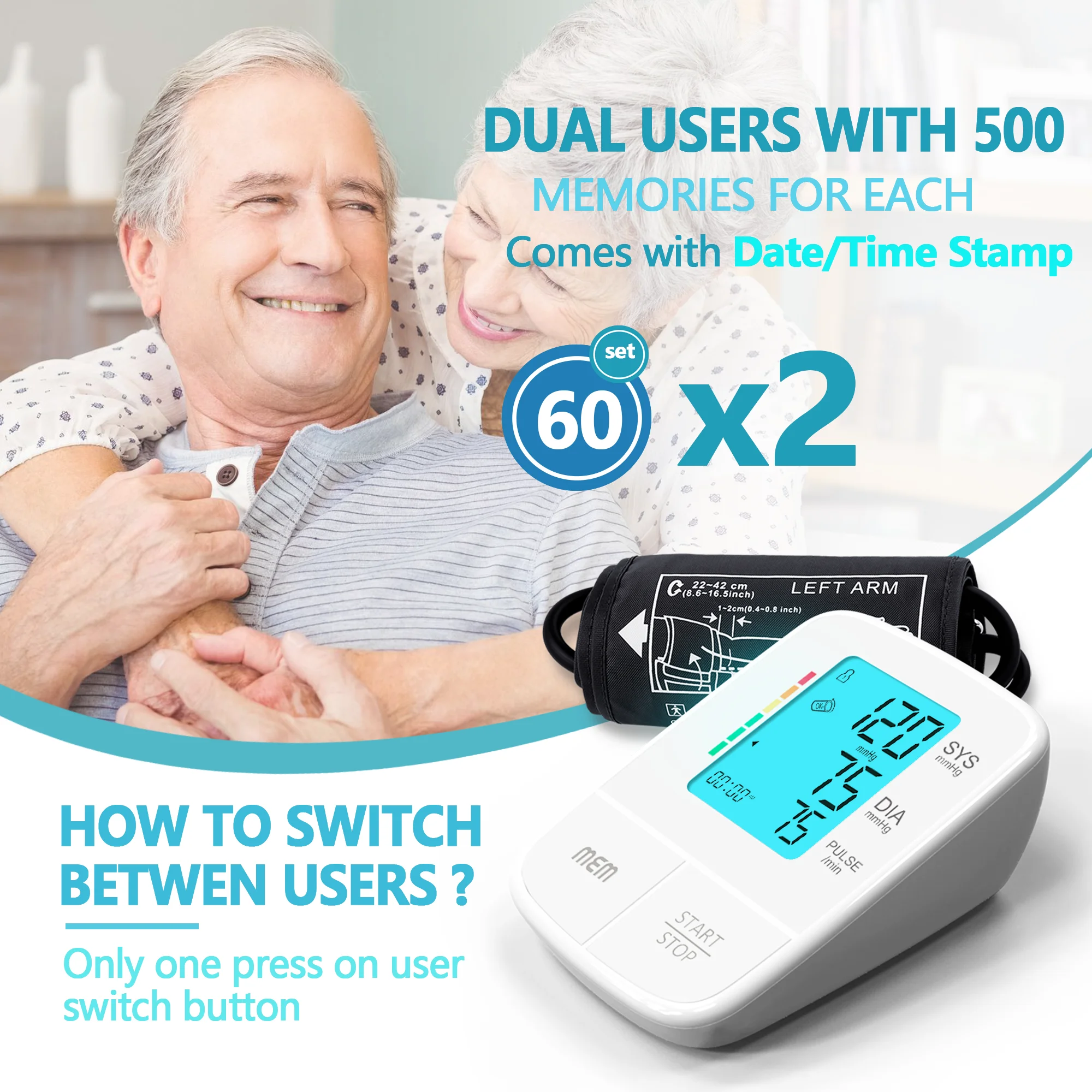 2023 NEW TYPE Blood Pressure Monitor Multifunction Home Use Bluetooth Backlight Talking BP Machine