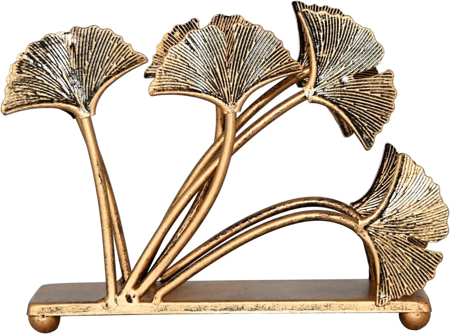 Elegant Gold Ginkgo Leaf Napkin Holder - Luxurious Tabletop Decor, Chic Metallic Serviette Stand For Wedding & Dining