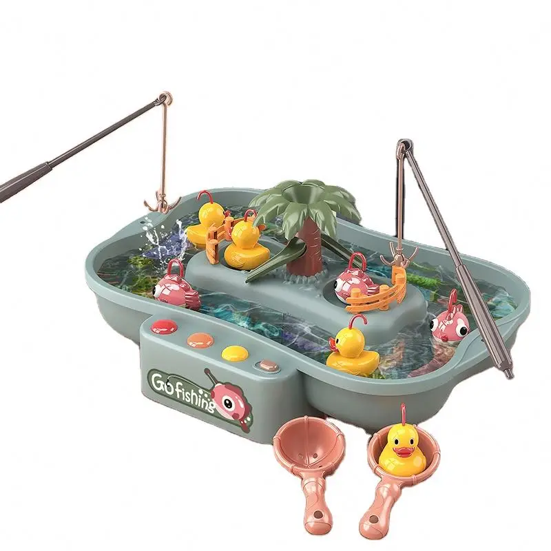 High Quality Light Music Water Toys Baby Electric Water Cycle Rotating Fishing Pool Toy Set