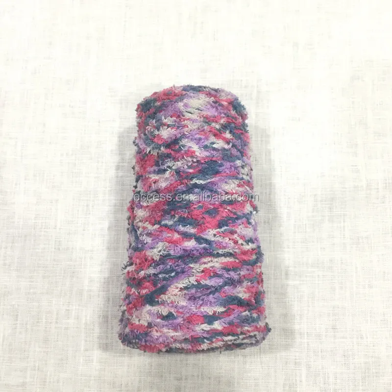Multi color 100% polyester space dyed feather fancy knitting yarn