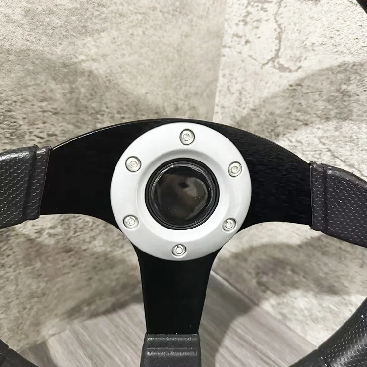 14inch 350mm PU Leather Car Racing Steering Wheel Aluminum Alloy Deep Corn Dish Sport Drifting Steering Wheels