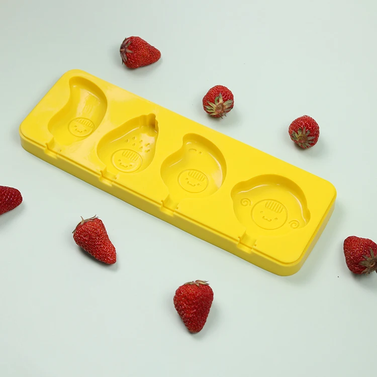 
4-полость поп льда животных фрукты формы на заказ силиконовые кухонные гаджеты Замороженные Мороженое для фруктового льда 