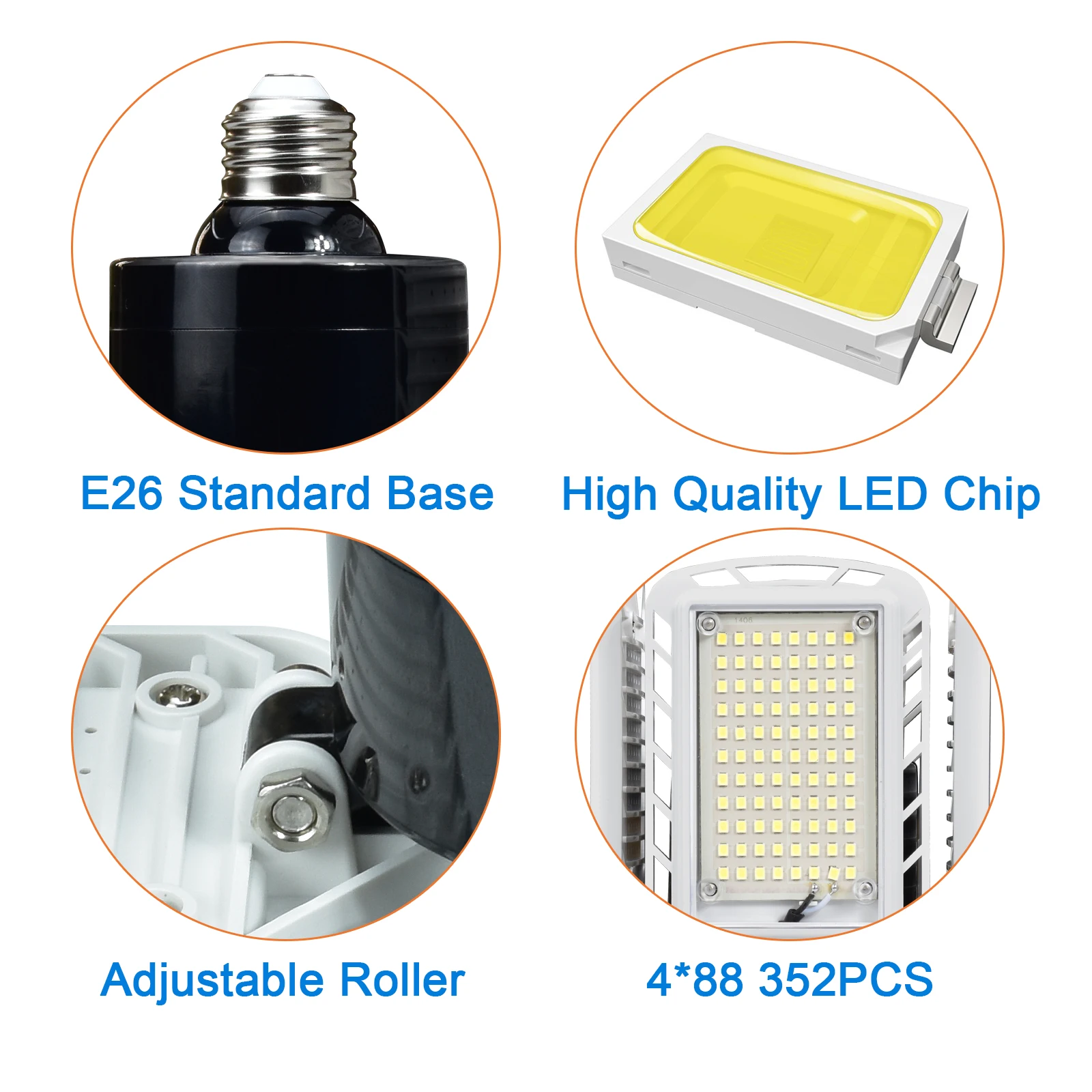 
Manufacturer Super Bright E26 E27 4 Leaf Fan Blade 60W 6000LM Led Lamp Deformable Light Led Bulb 