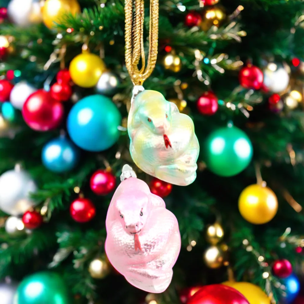 New Arrival Mini Hand Blown Glass Glitter Christmas Glass Decoration Colorful Snake Pendant for Christmas Tree Decoration