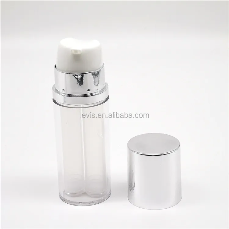 Luxury fancy custom 30ml empty plastic airless cosmetic dual tube design lotion bottle