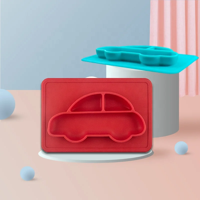 silicone lovely cartoon food plate for baby kids in dinner by Factory Customized High Quality