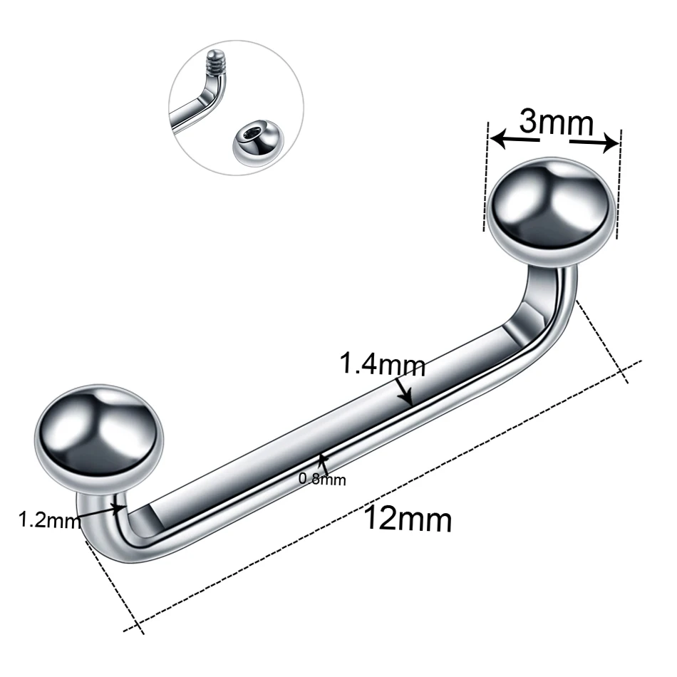 G23 Titanium Piercings External Thread Surface Barbell Micro Dermal Piercing Skin Diver Micro Dermal Body Jewelry
