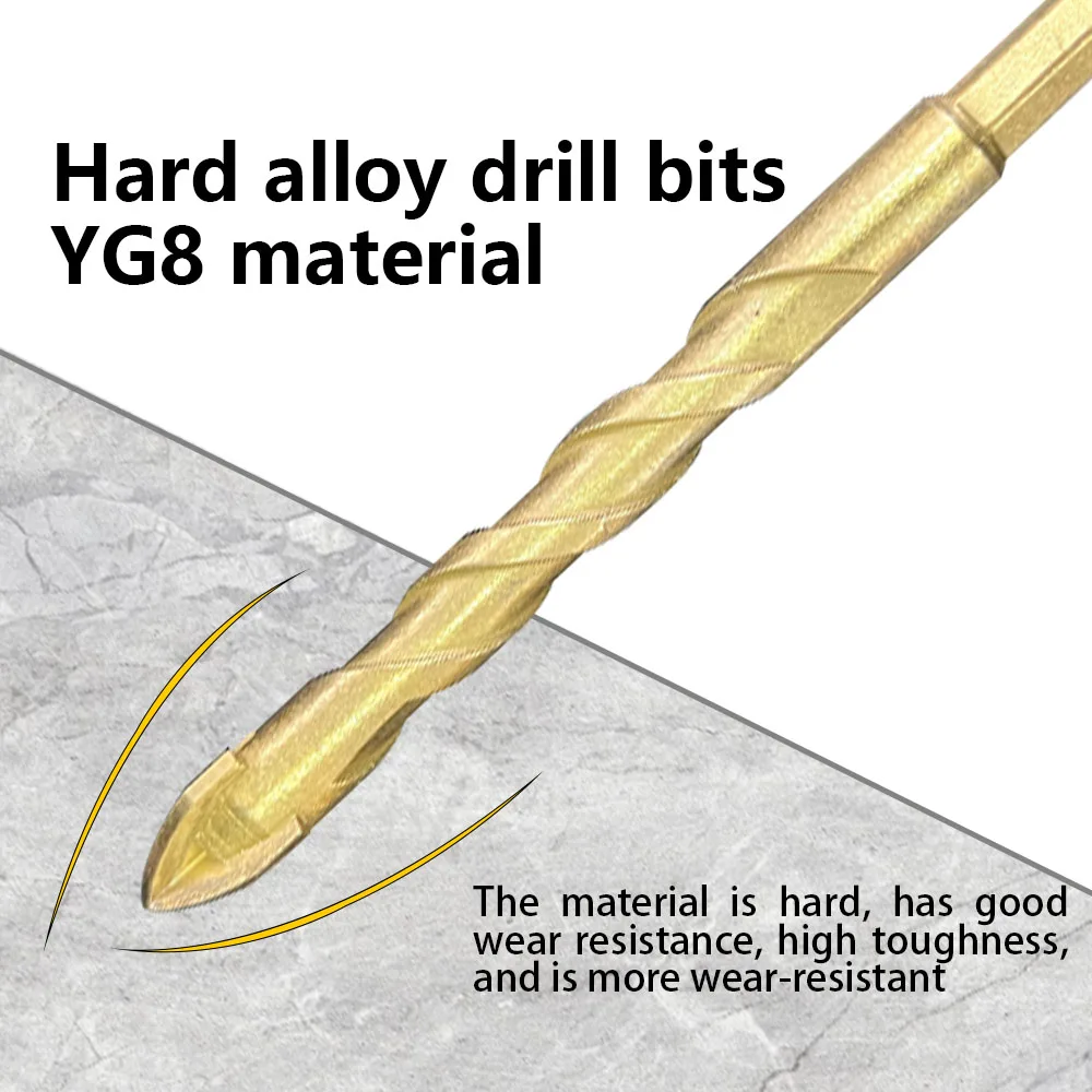 Высококачественный шестиугольный бит алмазного сердечника 3/4/5/6/8/10/12 мм Мраморный кремовый стеклянный кирпич