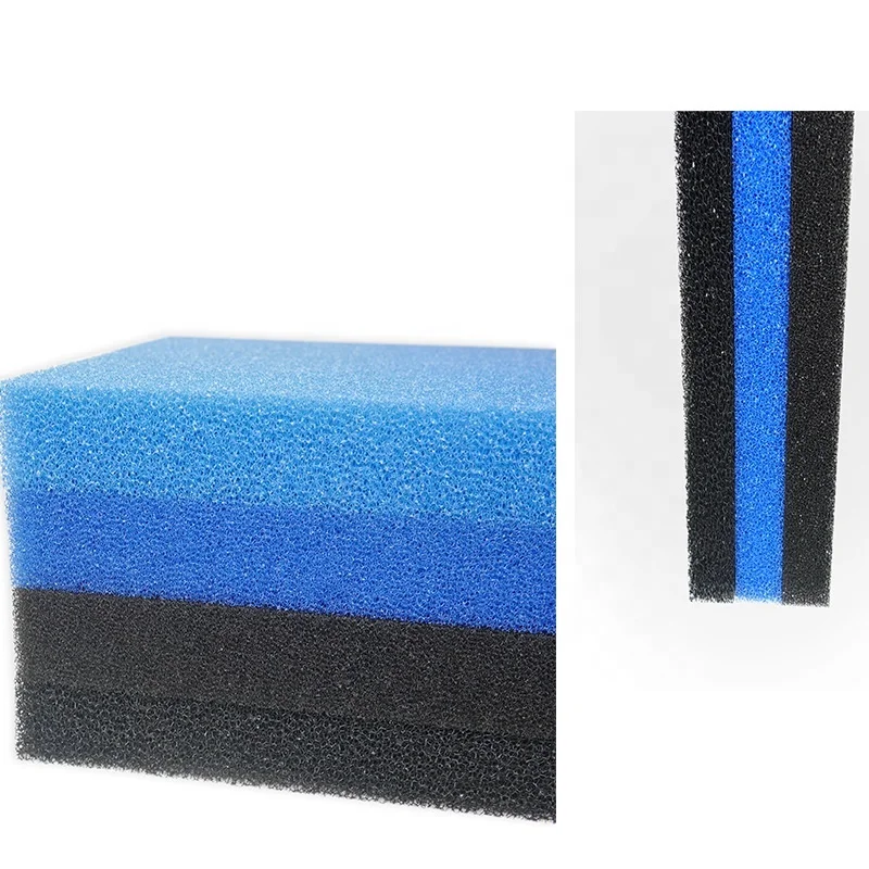 Отправка по лучшей цене, фильтрующая губка 100X100X2cm 20/30/45 PPI с синим и черным цветом для бассейна