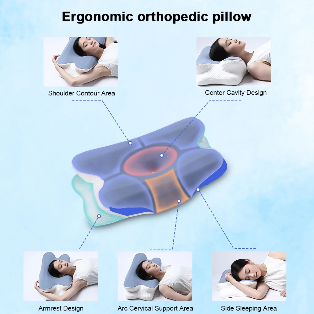 Cervical Neck Pillow Cooling Neck Pillows for Pain Relief Ergonomic Orthopedic Contour Memory Foam Pillows
