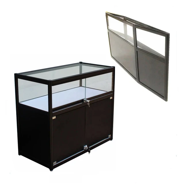 Portable Exhibition Glass Display Counter / Foldable Display Cabinet Showcase For Booth Display