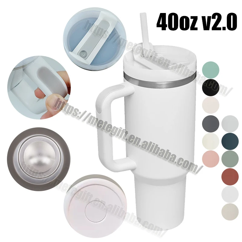 Wholesale Bulk Stainless Steel Double Wall Insulated  40 oz 40 oz Cup Mug Tumbler with Handle Stanleys Quencher Travel and Straw