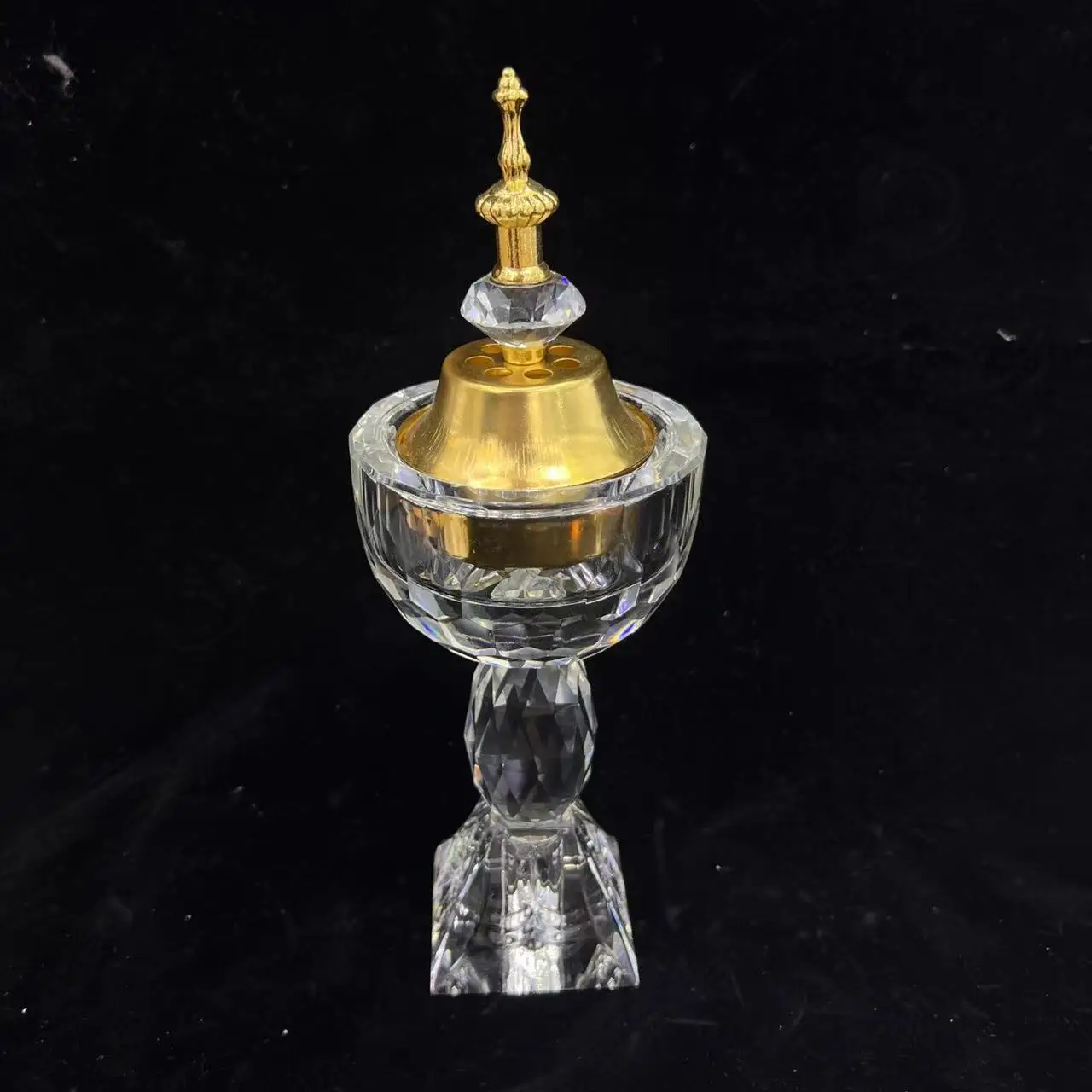 NEW Hot Sale Wholesale creative Arabic middle east portable Buddha mesh incense base copper alloy glass crystal incense burner