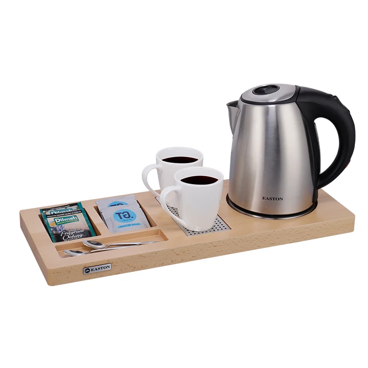 Commercial hotel guest room 1.0L 1500w Big capacity spare part stainless steel hot water home Electric Kettles welcome tray set
