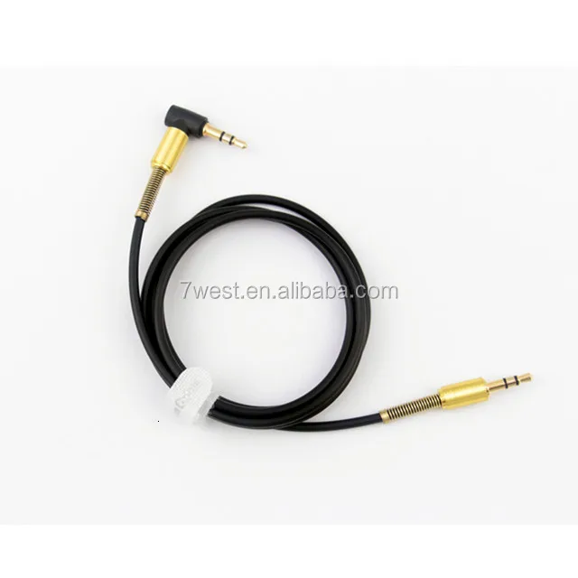 90 Degree Right Angle 3.5 Aux Cable Male To Stereo Audio With Metal Spring For Smart Phone