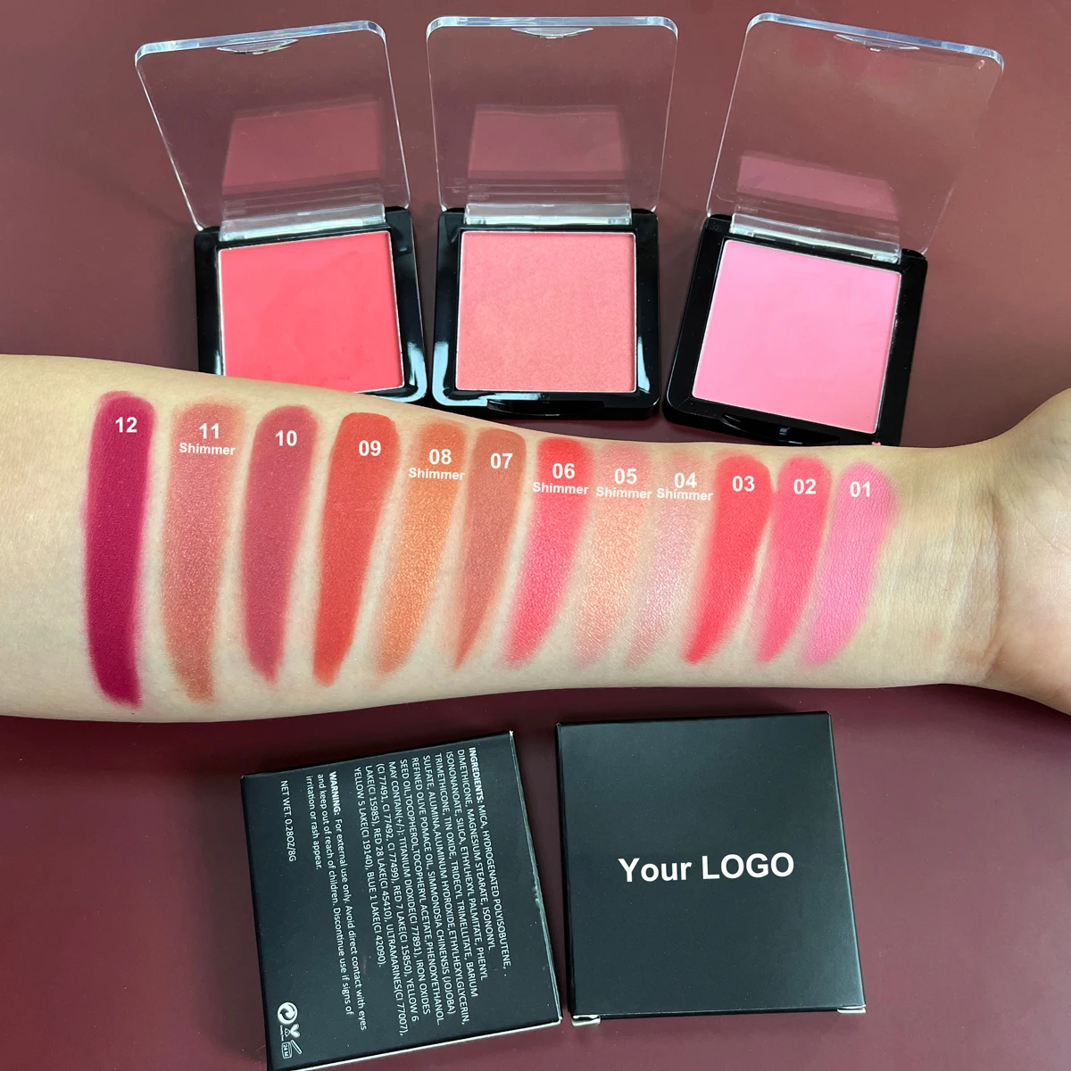 Low moq wholesale matte vegan makeup face blush pressed powder private label cream blush palette (1600502407886)