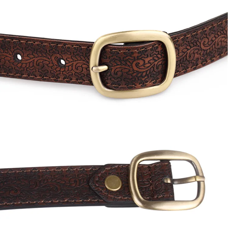 Whosales Cheap OEM Decorative High Quality Handwork Custom Designs Lady Jean Knitted PU Leather Embroidery Belts