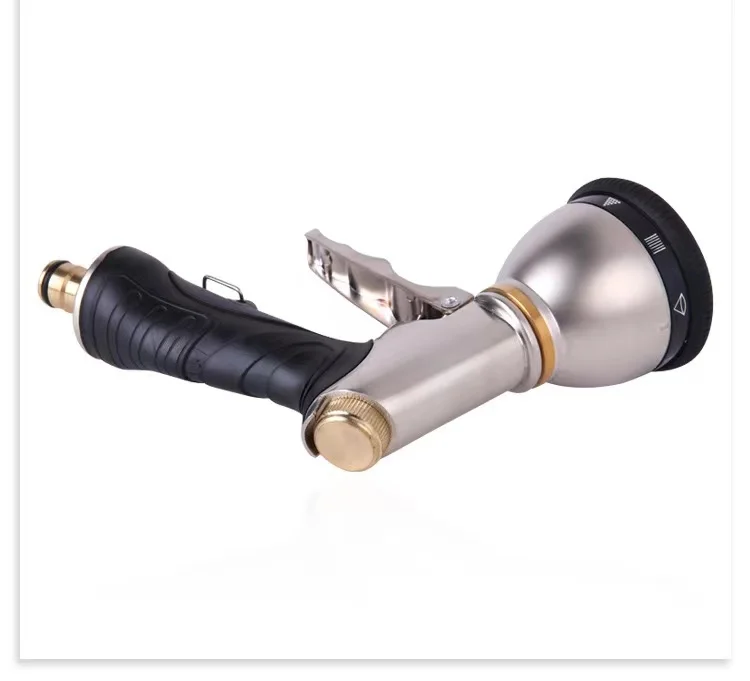 Manufacturers Supply Electroplating Multi-purpose High Pressure Water Gun 9 Function Front Trigger Water Spray Gun Metal Gold Ca