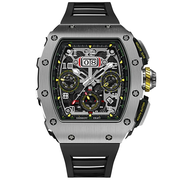 Классические часы с видимым движением Chronographe Hommes автоматические винтажные мужские наручные механические