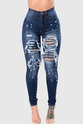 Wholesale Hot Sales Stretchy Jean Women Slim Straight Ripped Jeans Mujer Skinny Pencil Style Distressed Jeans Women
