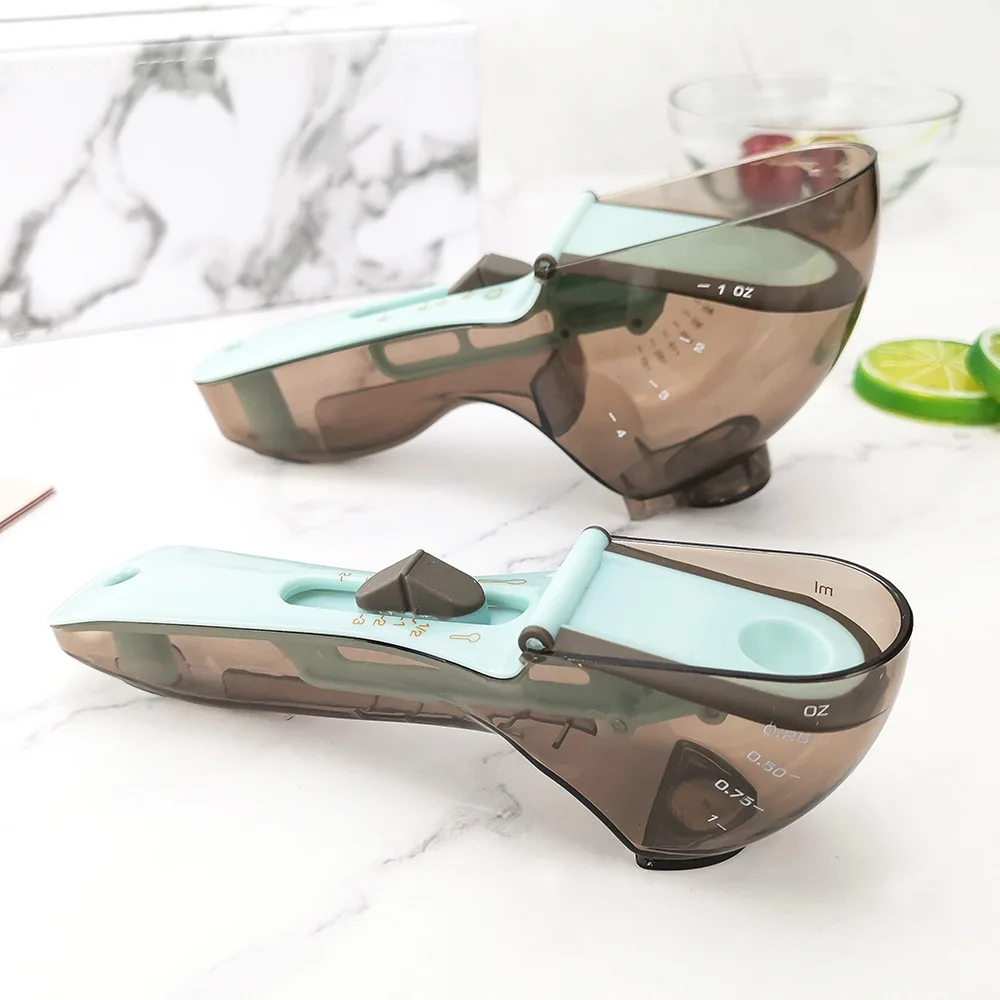  2 Piece Set Spoon Kitchen Adjustable Plastic Engraving Measuring Baking