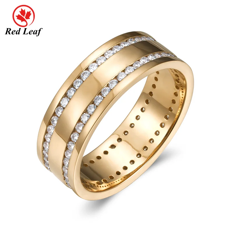Redleaf Customized 14K Gold Wedding Ring DEF VVS Round Cut Engagement Wedding Brand Ring Charm Lab Grown Diamond Ring Men