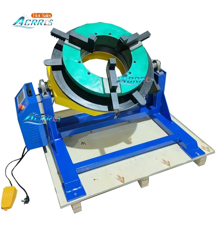 220V Welding Positioner with 240mm Center Hole 600kg Capacity 220V Pipe Rotating Table for Positioning & Welding
