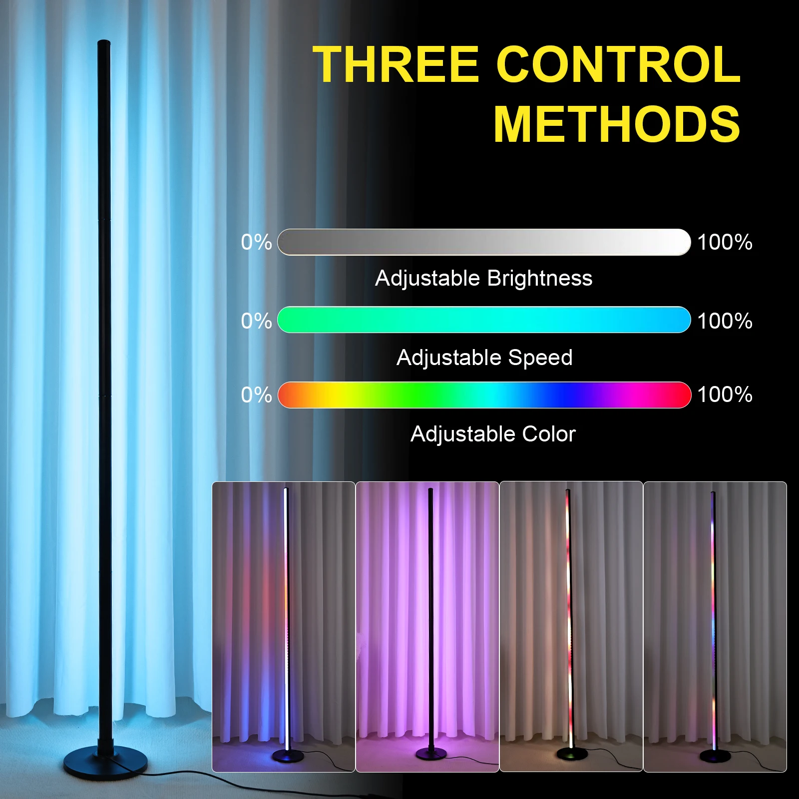 Modern minimalist LED floor lamp creative living room atmosphere bedroom bedside table lamp INS vertical multi-color intelligent