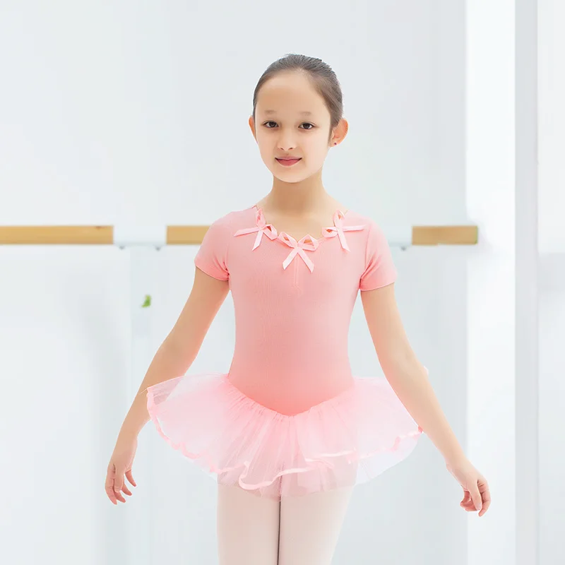 High quality cotton fabric ballet training stage costume custom long short sleeve dancer shirt with performance wear for girls