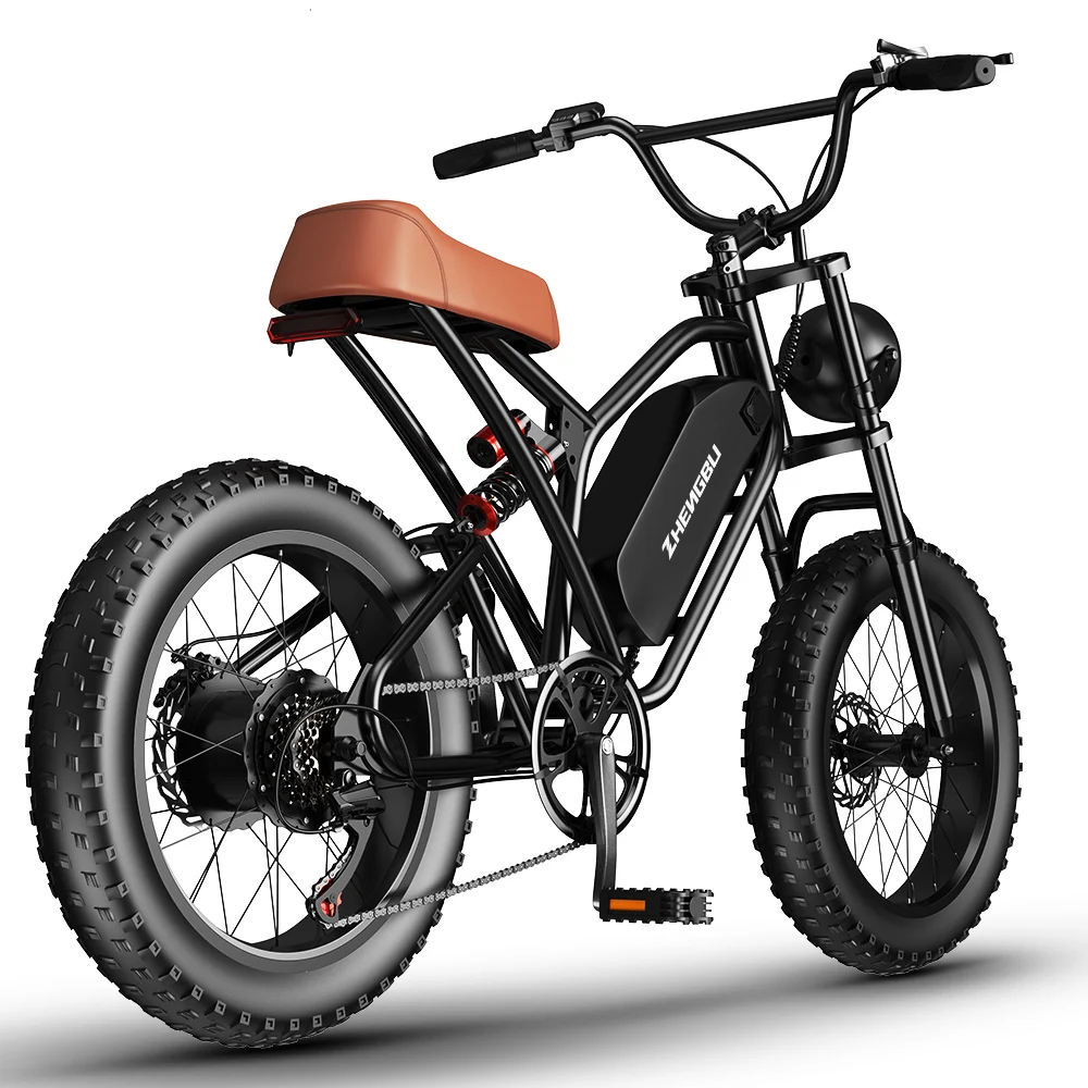 Горячая Распродажа ZHENGBU EUY S4 20 дюймов 1000 Вт 48 в 10 Ач 15 Ач 20 Ач электровелосипед Горный полный подвесной толстые шины Ретро винтажный Электрический велосипед