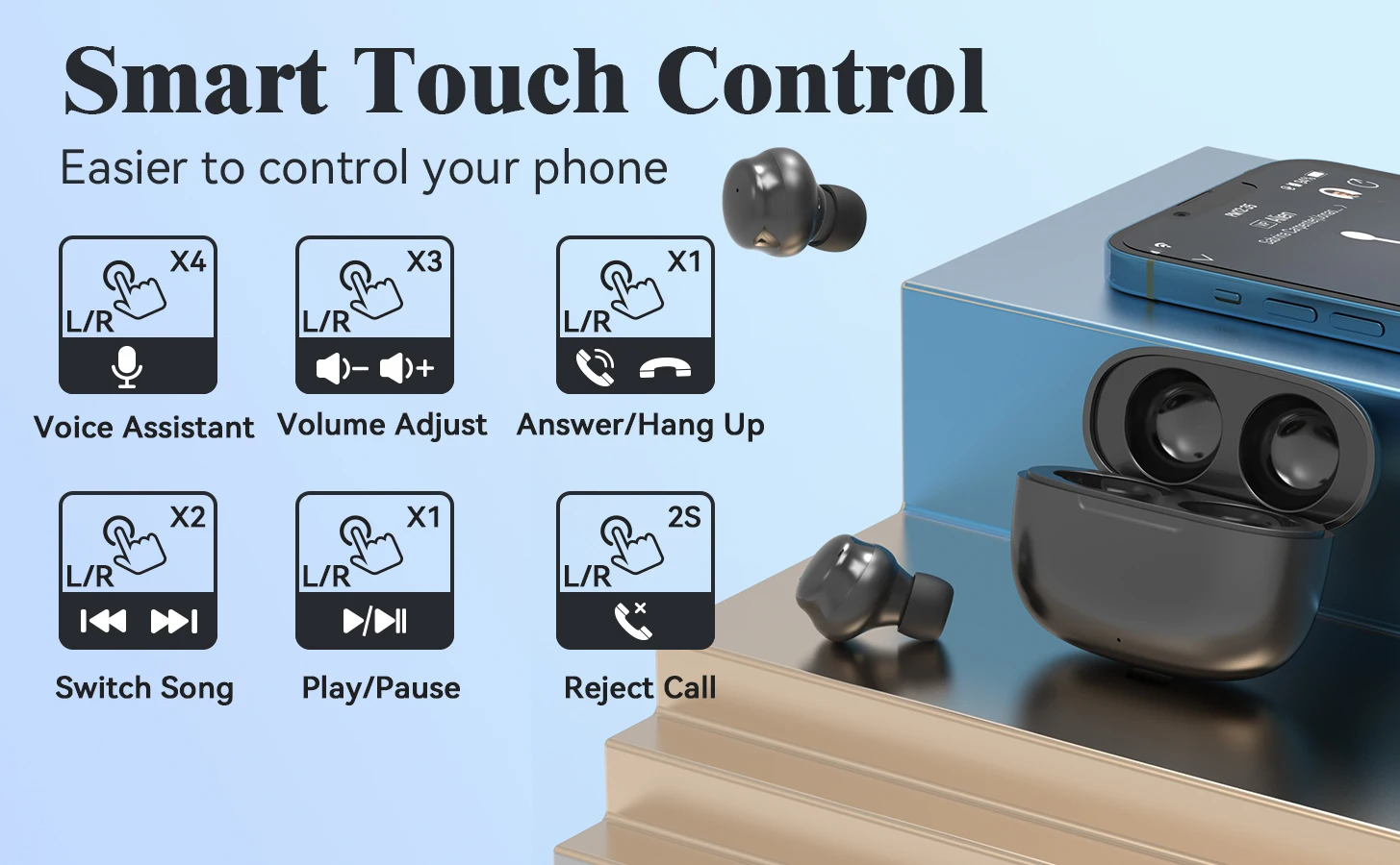 Customized Oem Portable In Ear Wholesale  Wireless earphone headphone blue tooth earphones headsets